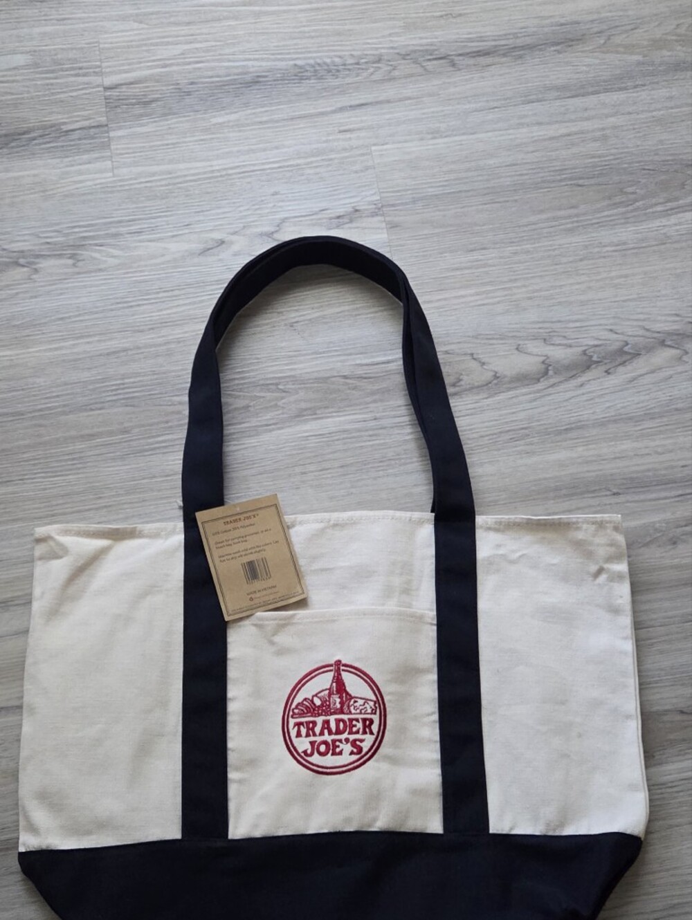 Trader Joe's Canvas Tote Bag in Cream and Black